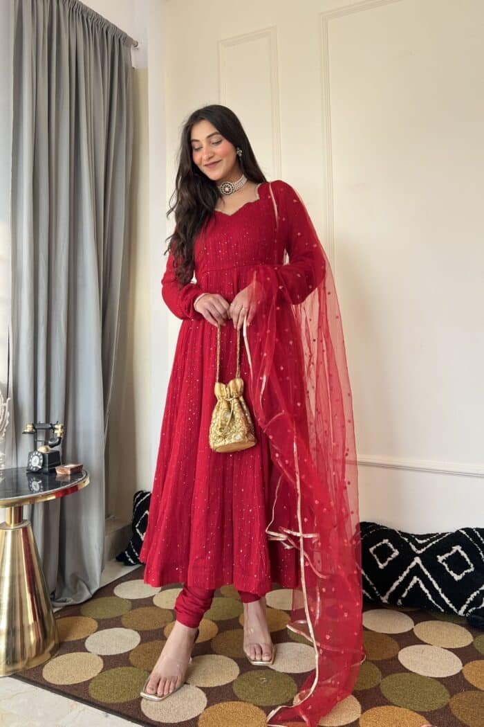 Maroon Crochet Suit Set - Image 2