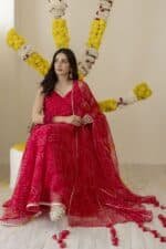 New Pink Bandhej Suit Set - Image 6