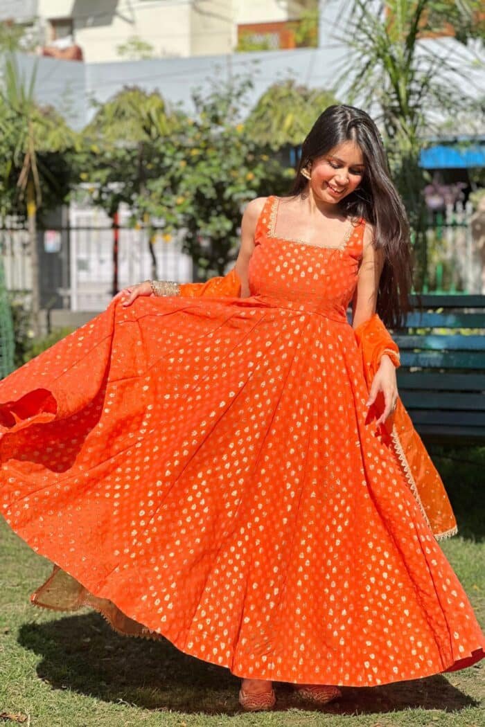 Orange Brocade Suit Set - Image 9
