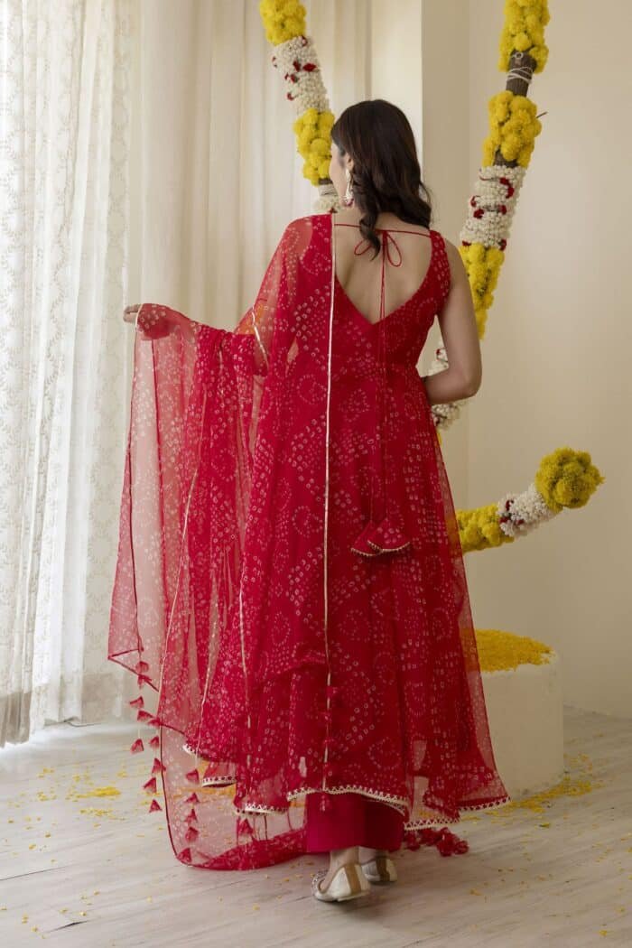 New Pink Bandhej Suit Set - Image 3