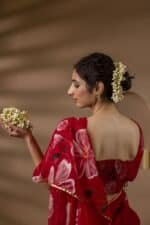 Red Pre-Draped Saree - Image 8