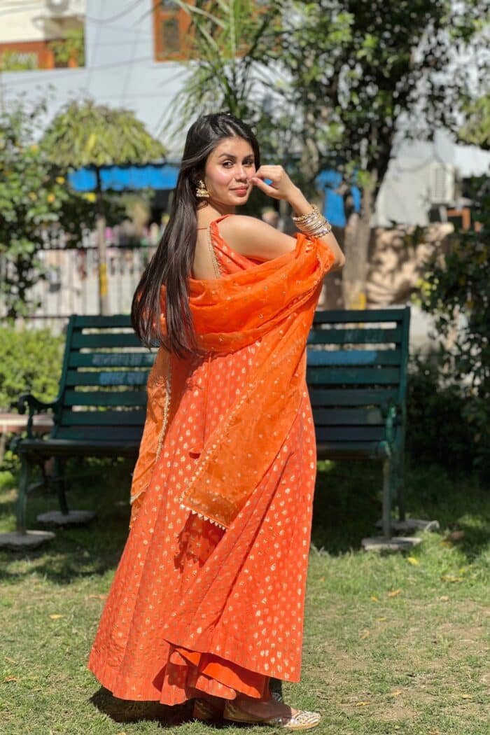 Orange Brocade Suit Set - Image 7