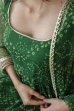 New Green Bandhej Suit Set - Image 11