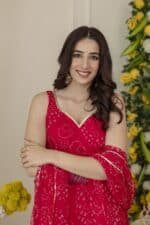 New Pink Bandhej Suit Set - Image 5
