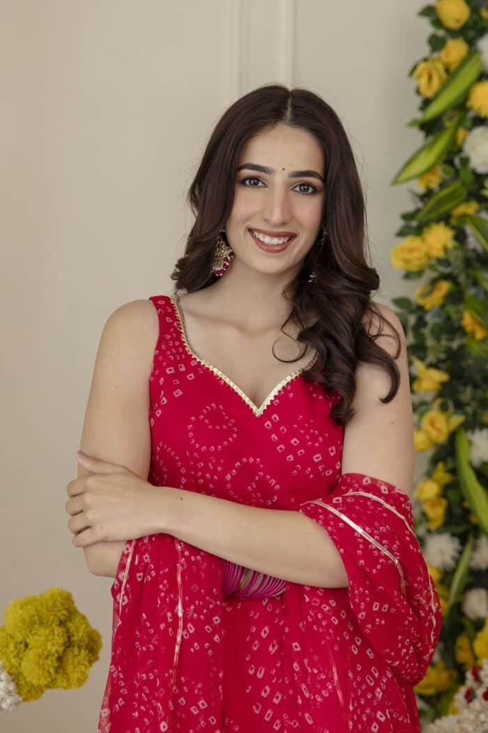 New Pink Bandhej Suit Set - Image 5