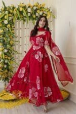 Red Handpainted Suit Set - Image 8