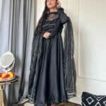 Black Silk Handwork Suit Set