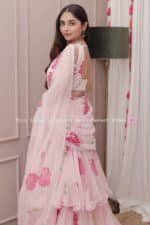 Pink Pre-Draped Saree - Image 2