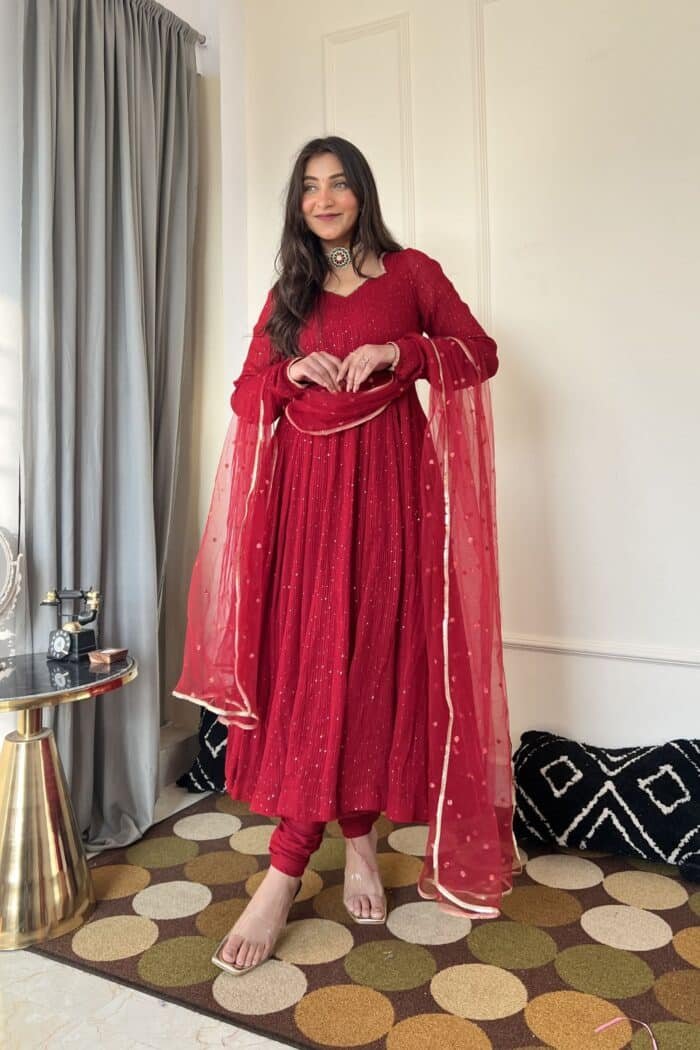 Maroon Crochet Suit Set - Image 1