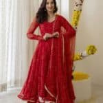 New Red Bandhej Suit Set