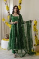 New Green Bandhej Suit Set - Image 3
