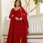 Red Bandhini Suit Set