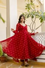 Red Bandhini Suit Set - Image 4