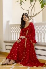 Red Bandhini Suit Set - Image 9