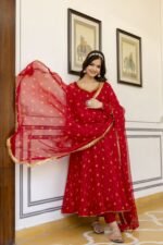 Red Bandhini Suit Set - Image 5