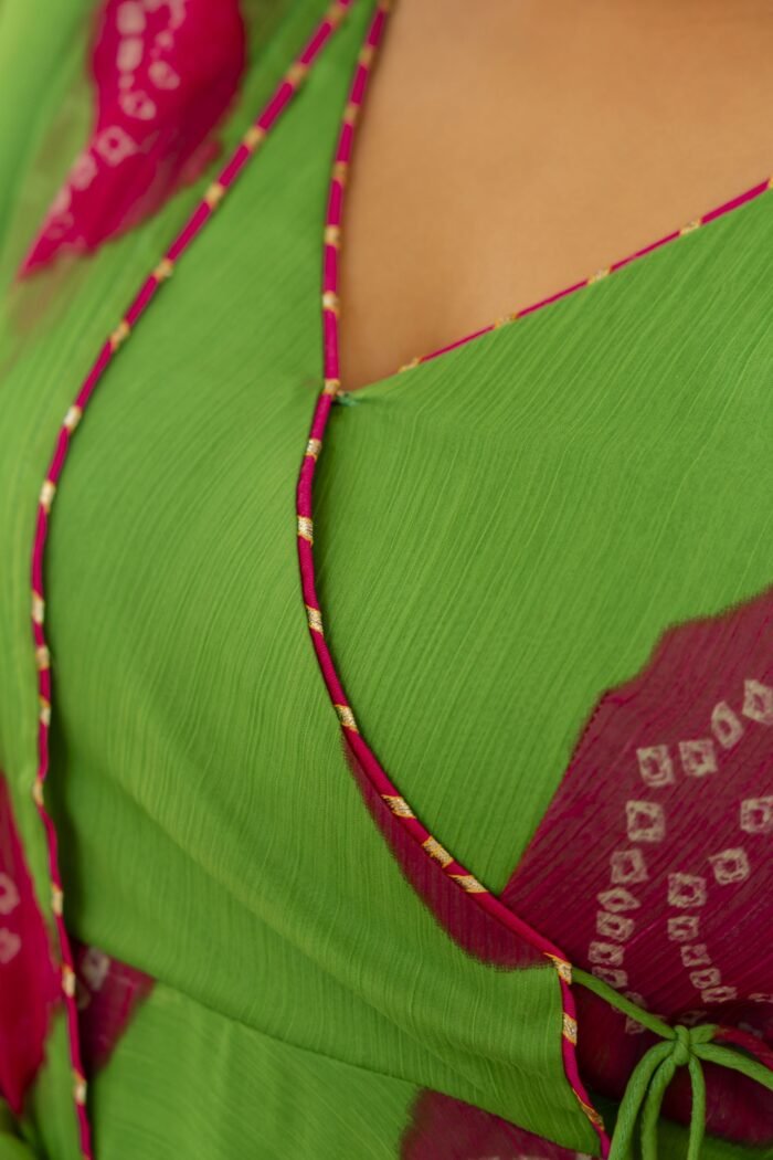 Green Bandhej Suit Set - Image 9