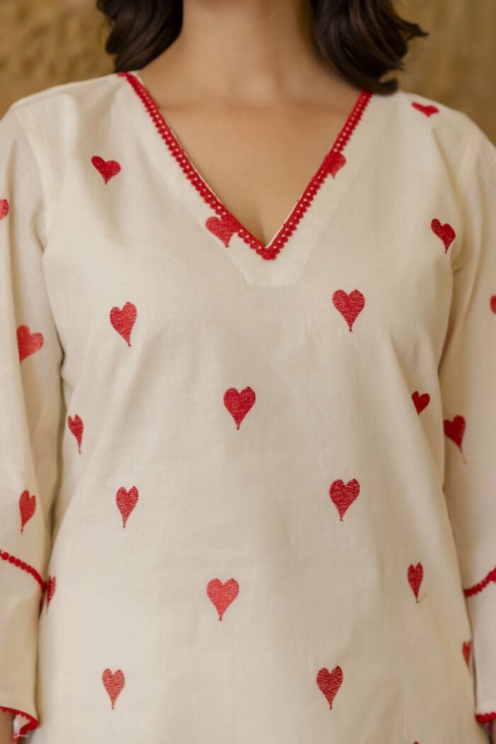 Heart Embroidered Kurta Set - Image 7