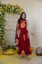 Maroon Handpainted Suit Set - Image 10