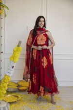 Maroon Handpainted Suit Set - Image 3