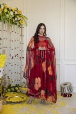 Maroon Handpainted Suit Set - Image 11