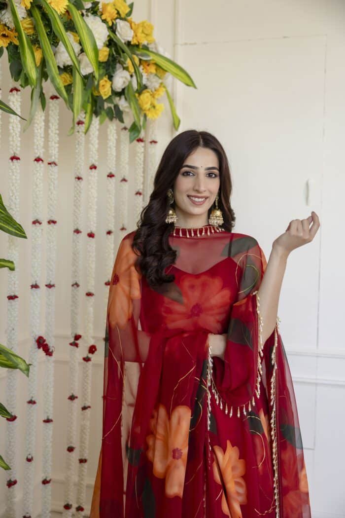 Maroon Handpainted Suit Set - Image 4