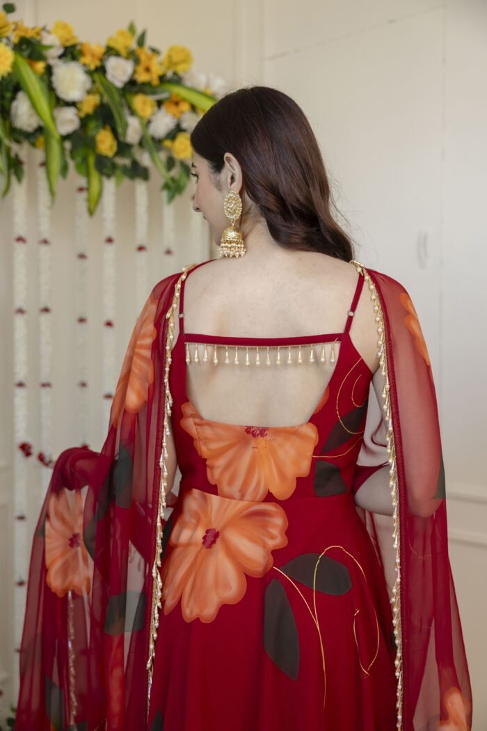Maroon Handpainted Suit Set - Image 13