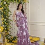 Mauve Pre-Draped Saree