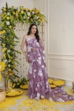 Mauve Pre-Draped Saree