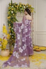 Mauve Pre-Draped Saree - Image 7