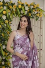 Mauve Pre-Draped Saree - Image 2