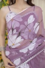 Mauve Pre-Draped Saree - Image 8