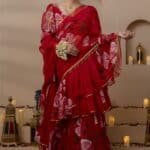 Red Pre-Draped Saree