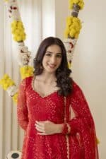 New Red Bandhej Suit Set - Image 2
