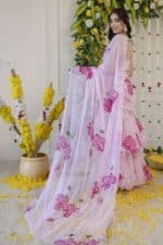 Pink Pre-Draped Saree - Image 9