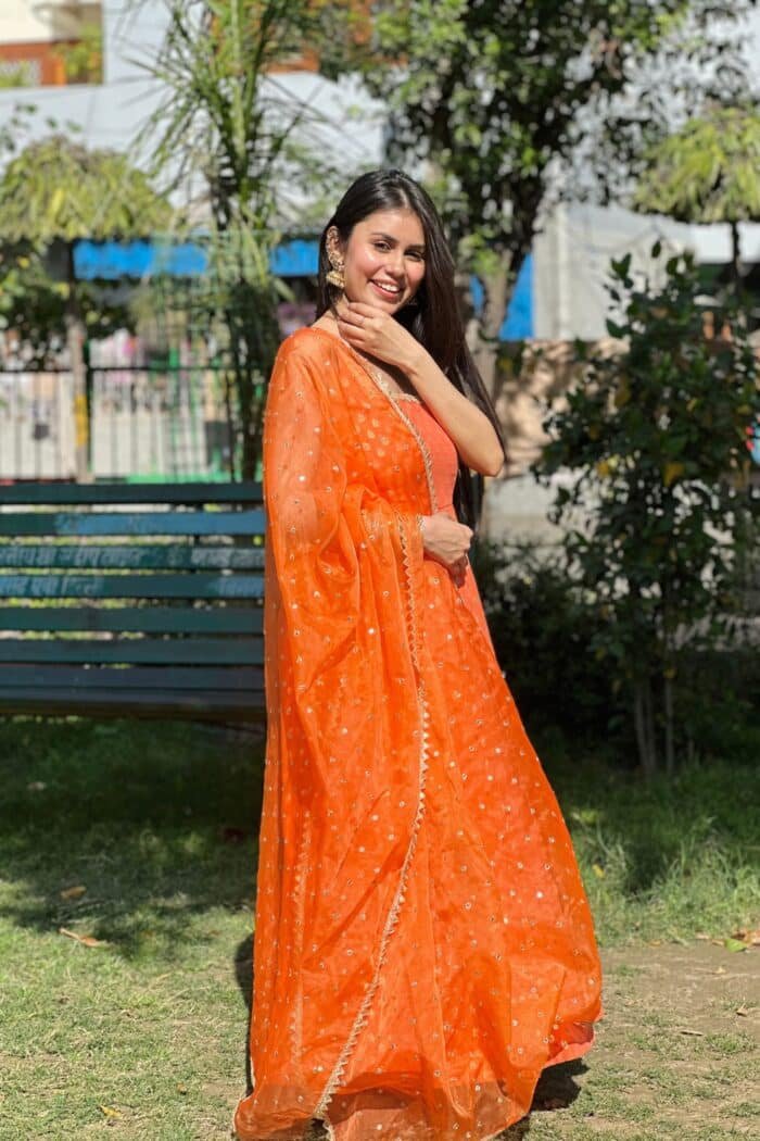 Orange Brocade Suit Set - Image 4