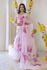 Pink Pre-Draped Saree - Image 10
