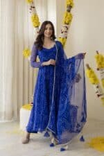 New Blue  Bandhej Suit Set - Image 10