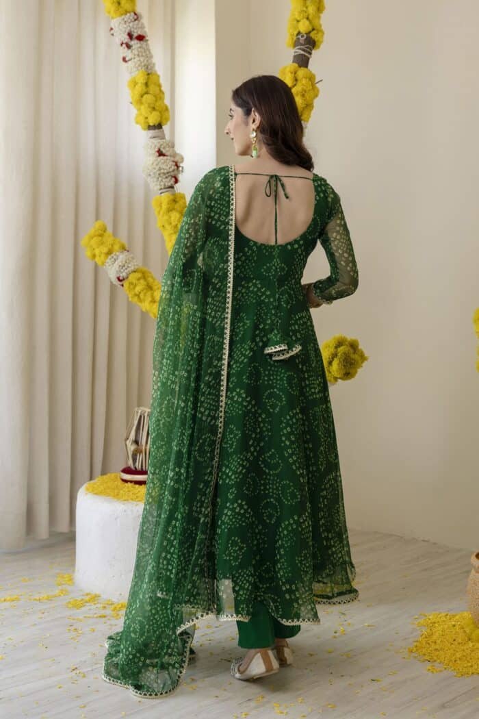 New Green Bandhej Suit Set - Image 6