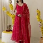 New Pink Bandhej Suit Set