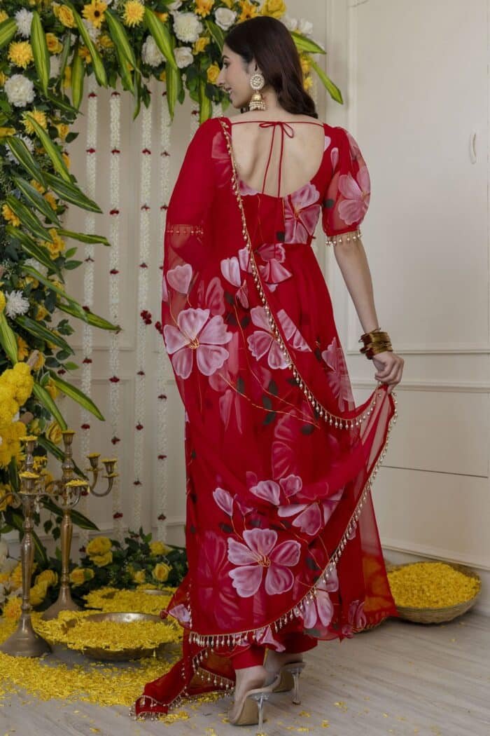 Red Handpainted Suit Set - Image 4