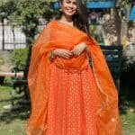 Orange Brocade Suit Set