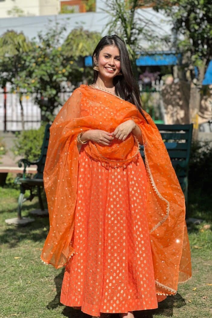 Orange Brocade Suit Set - Image 1