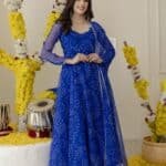 New Blue  Bandhej Suit Set