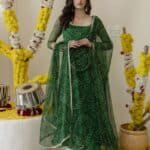 New Green Bandhej Suit Set