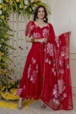 Red Handpainted Suit Set - Image 5