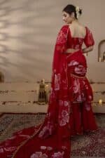 Red Pre-Draped Saree - Image 7
