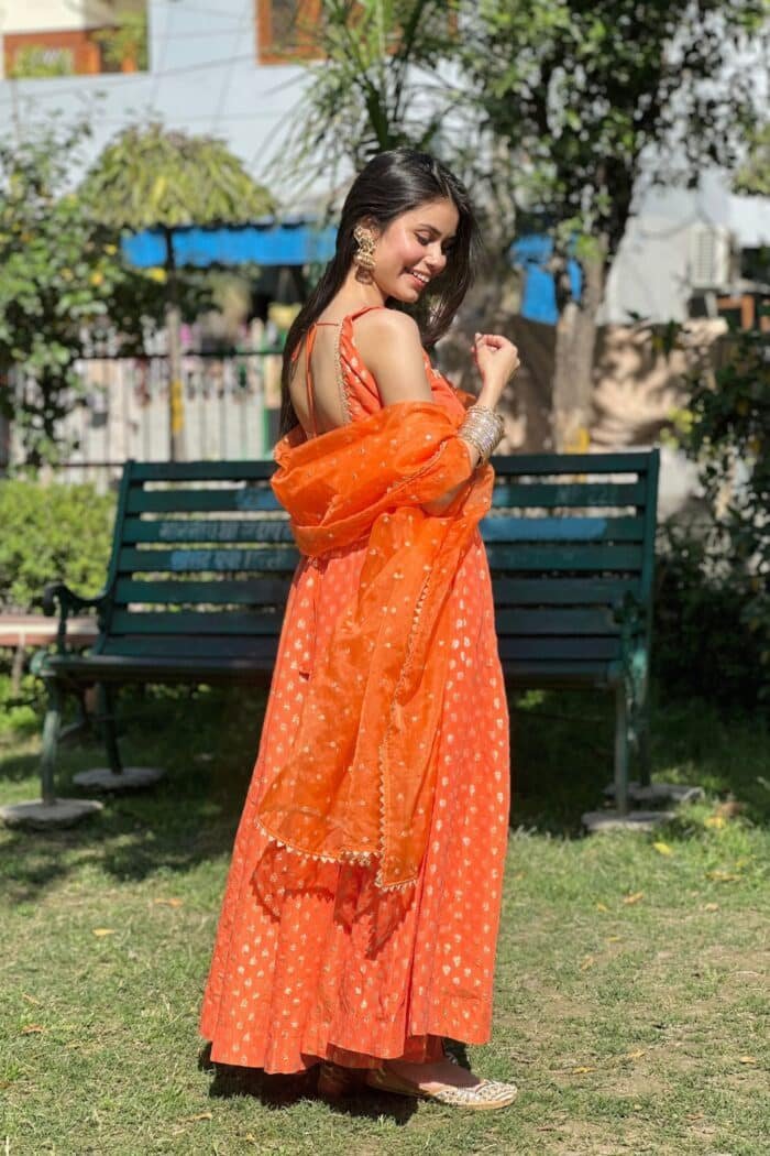 Orange Brocade Suit Set - Image 6