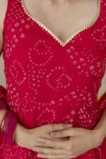 New Pink Bandhej Suit Set - Image 12