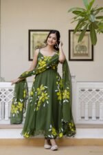 Olive Green Handpainted Suit Set - Image 3