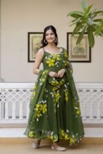 Olive Green Handpainted Suit Set - Image 4